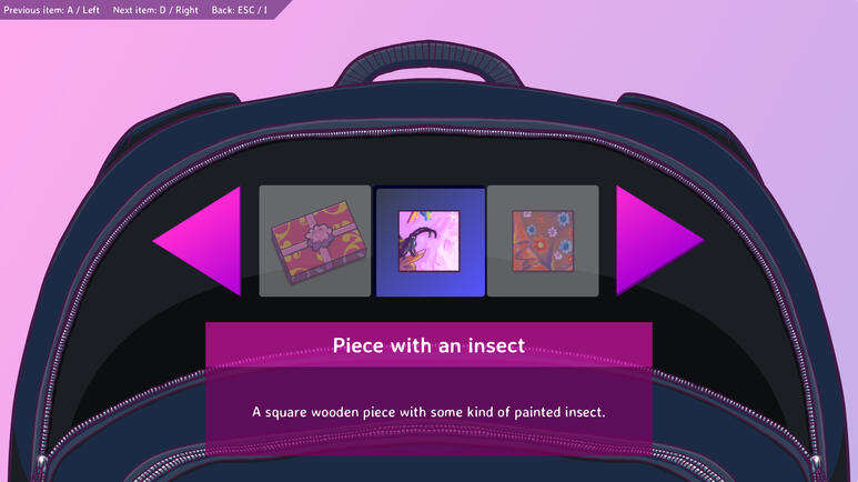 Untitled A circular inventory displayed in the illustration of an open backpack.