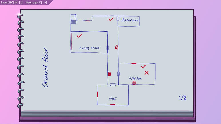 The map menu, which is represented as a ball pen sketch in an illustrated notebook.