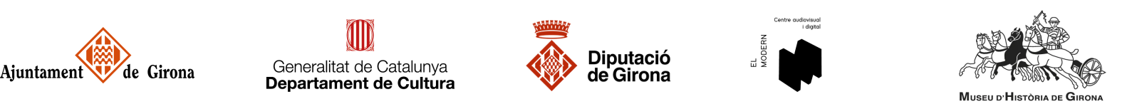 Logos of Ajuntament de Girona, Generalitat de Catalunya - Departament de Cultura, Diputació de Girona, El Modern and Museu d'Història de Girona